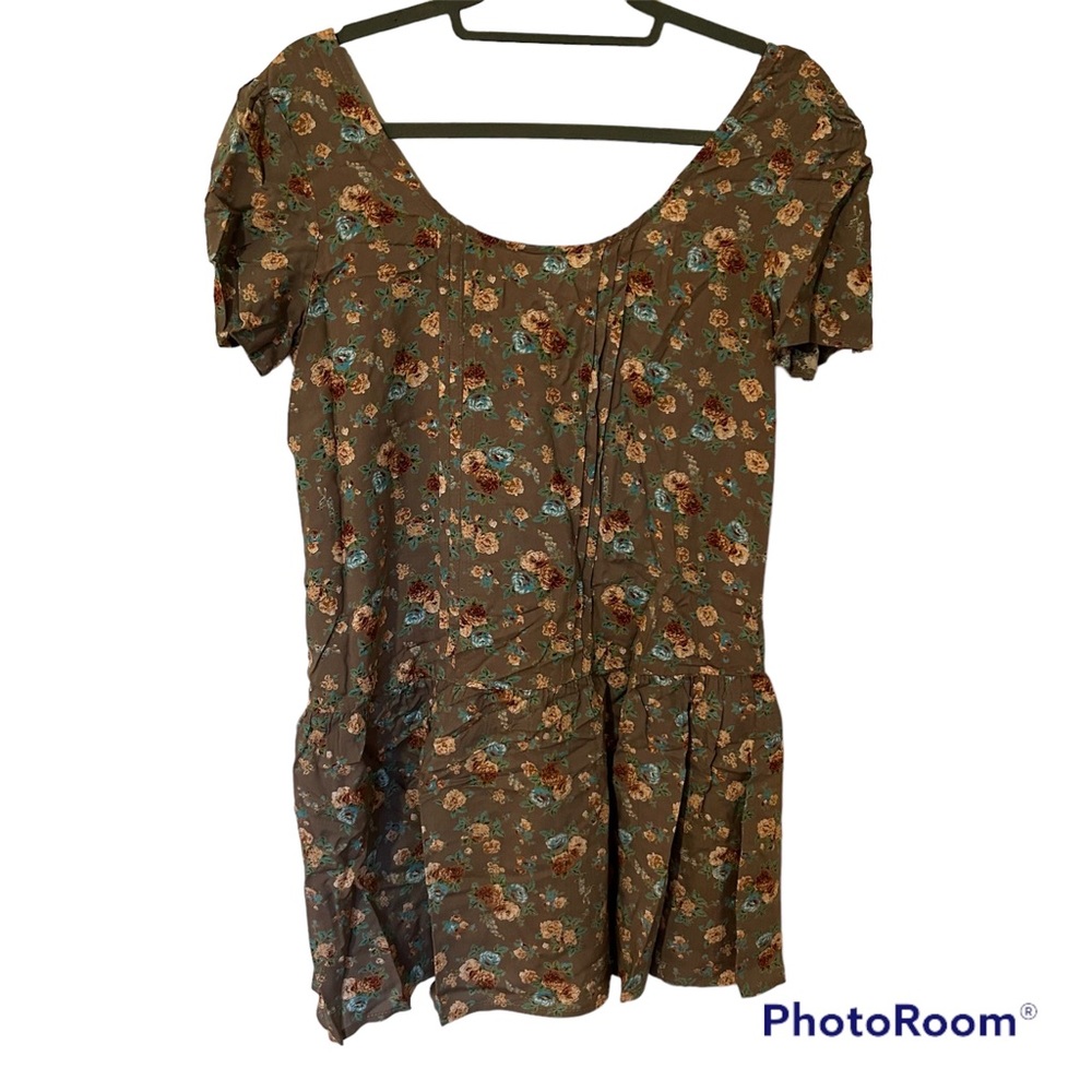 Cotton Candy Woman’s SZ S Taupe Floral Scoop Neck Dress